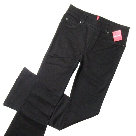 NWT SPANX 20326R Flare in Clean Black Pull-on Stretch Jeans L x 33 ½ - Picture 2 of 6